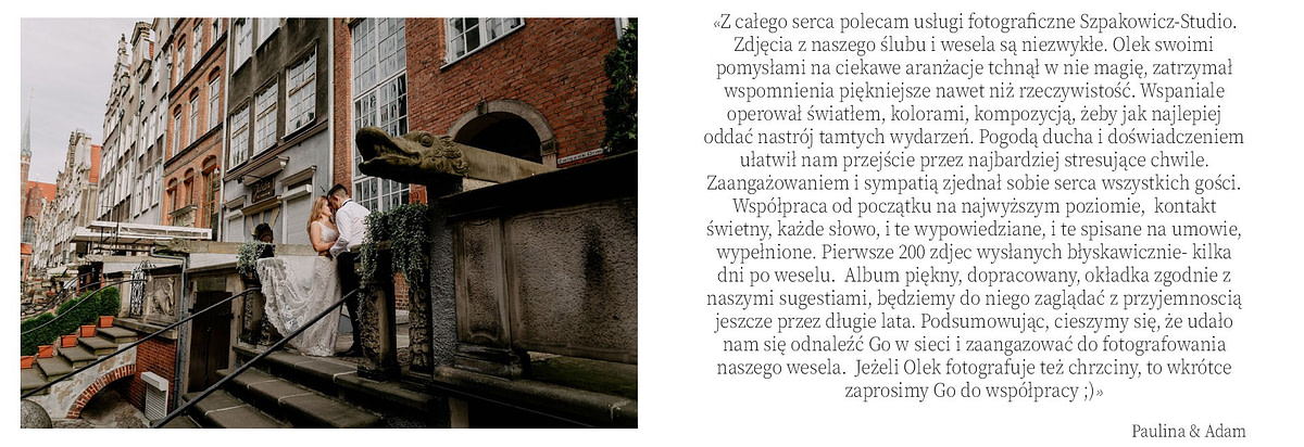 Oferta fotografii ślubnej - Fotograf Gdańsk, Gdynia, Sopot 66 opinie Paulina i Adam